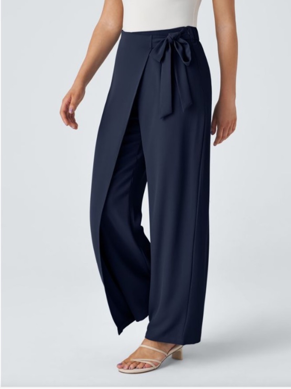 HALARA Flex High-Waisted Tie side Wrap-Front Wide Leg Work Pants